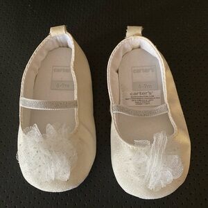 Carter's Elegant Cream Dress Shoes with Tulle Bow